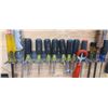 Image 25 : TWO TRACKS OF NUT DRIVERS, SCREW DRIVERS WITH MISC WALL ITEMS