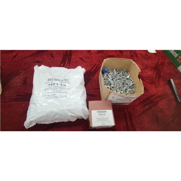 14 X 1 1/4" SHEET METAL SCREWS AND CABLE STAPLE WASHERS