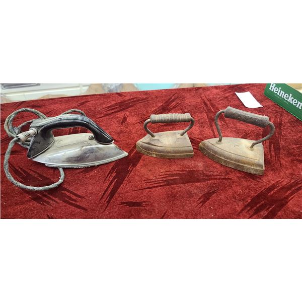 THREE ANTIQUE IRONS