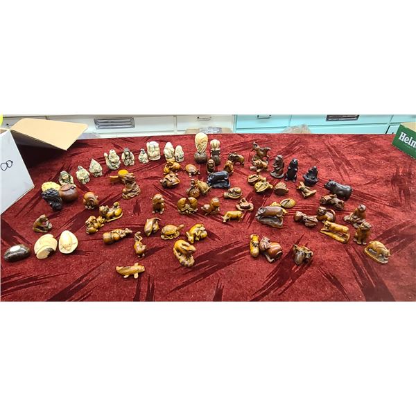 AN ASSORTMENT OF CARVED FIGURINES - NOT ON BOX SAYS QTY9 ARE IVORY