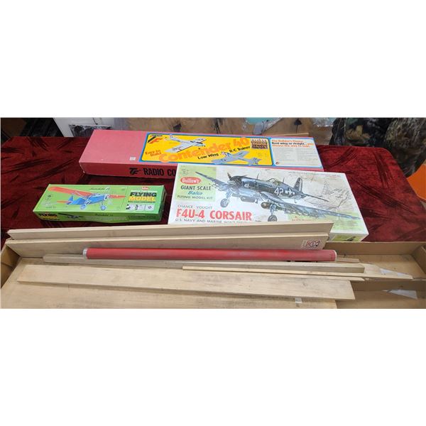 FLYING MODELS AND ASSORTED PARTS CONTENDER 40, F4V-4 CORSAIR, EAGLE 63, FAIRCHILD 24