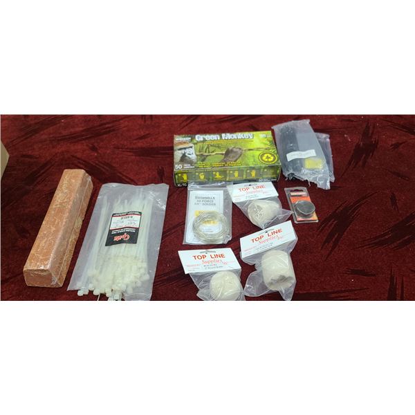 RUBBER GLOVES, BUFFERING WHEEL AND SOLDERING WIRE