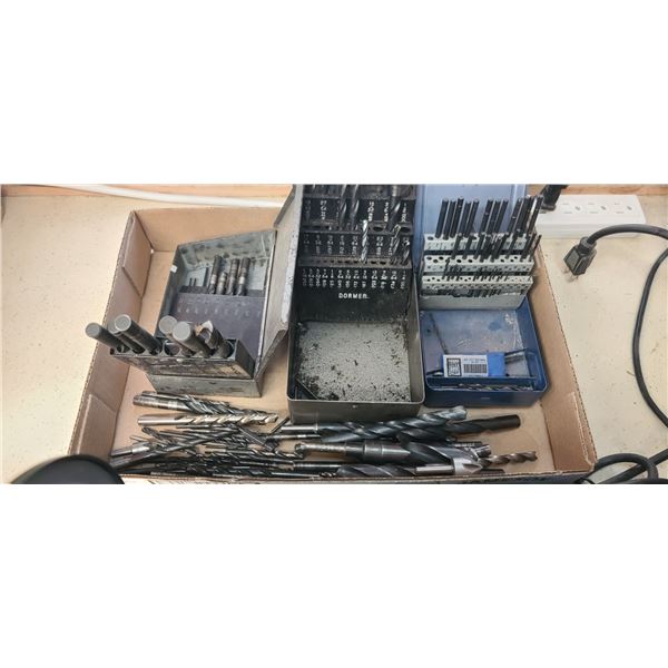 THREE DRILL INDEX'S AND MISC BITS IN A FLAT