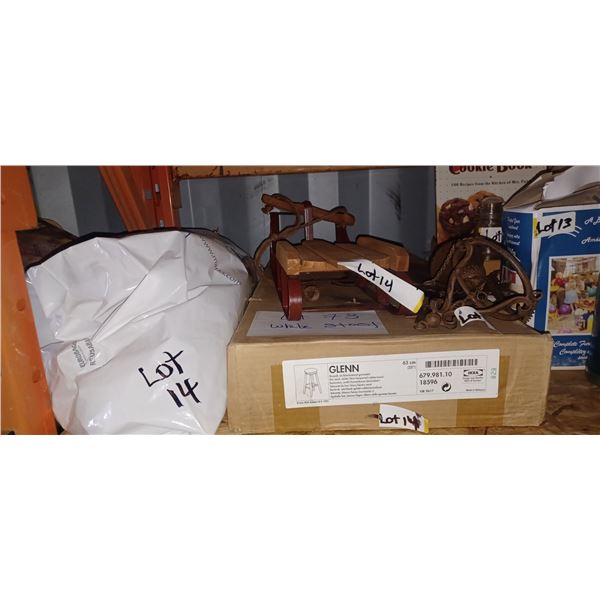 ST NICK TREE TOPPER , METAL WIND CHIMES, DECOR SLED