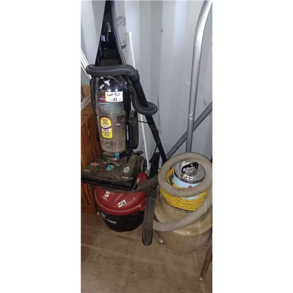 BISSELL UPRIGHT VACCUM CLEANER AND 2 SHOP VACS