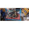 Image 1 : BLUE HALL BENCH C/W LARGE QTY OF STEREO CABLES PROFFESIONAL GRADE