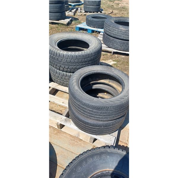 PALLET OF 4 TIRES 2- 265/70 R17 E RATED 40% PLUS 2-215/55R16 30%