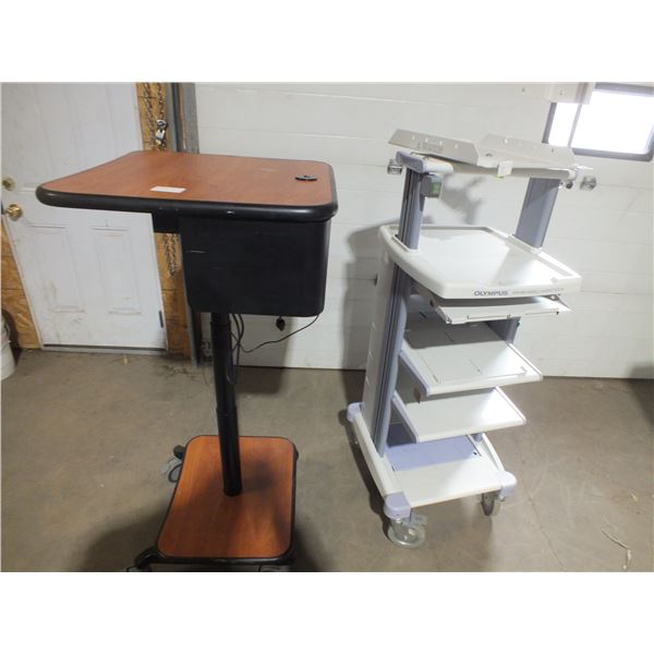 Projector Table on wheels & Olympus Work Station On Wheels