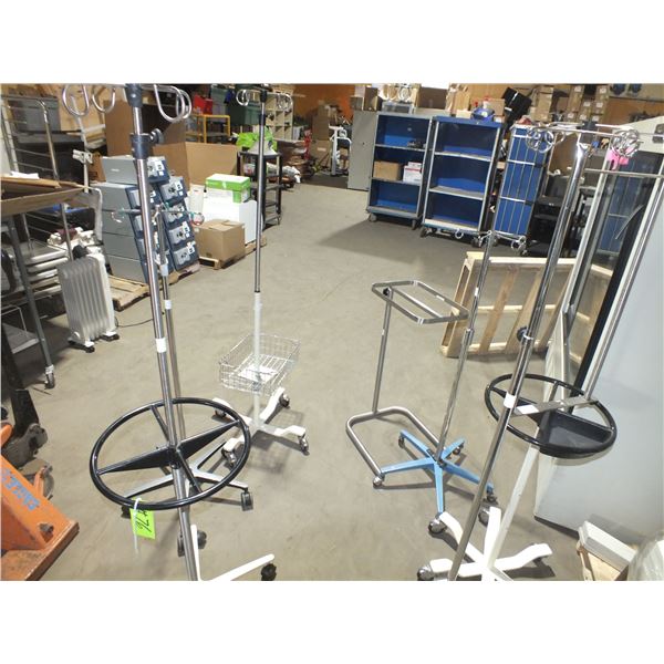 5 IV Poles & Stainless Table missing Tray