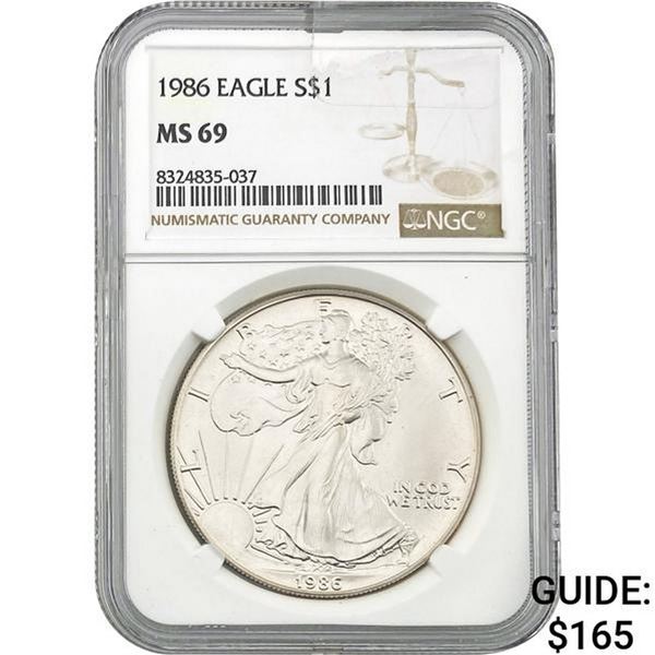 1986 American Silver Eagle NGC MS69