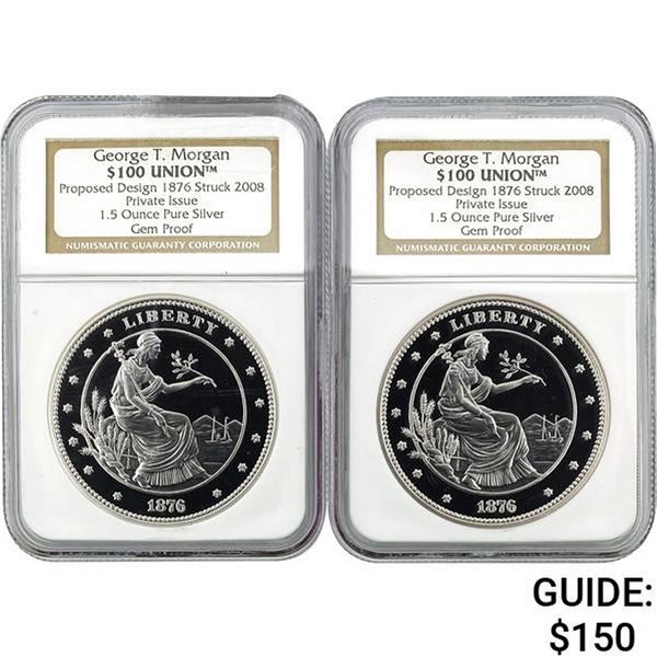 [2] 2008 $100 Union 1.5oz Silver NGC Gem Pro
