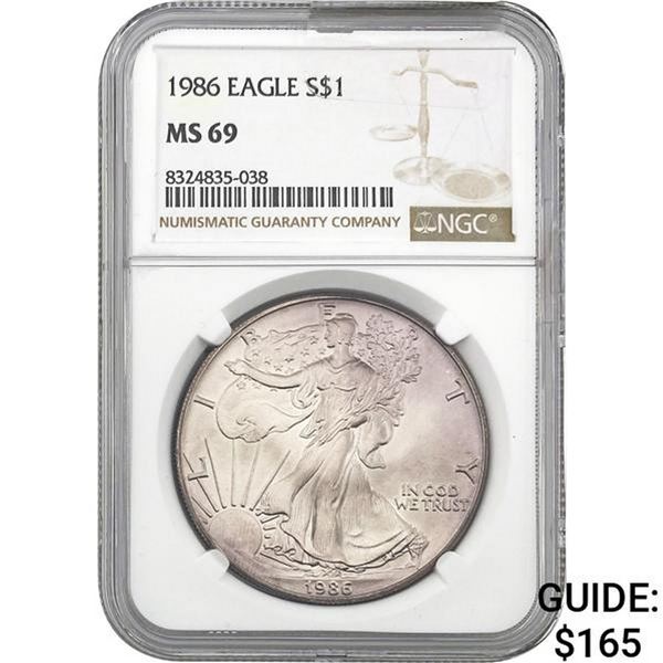 1986 American Silver Eagle NGC MS69