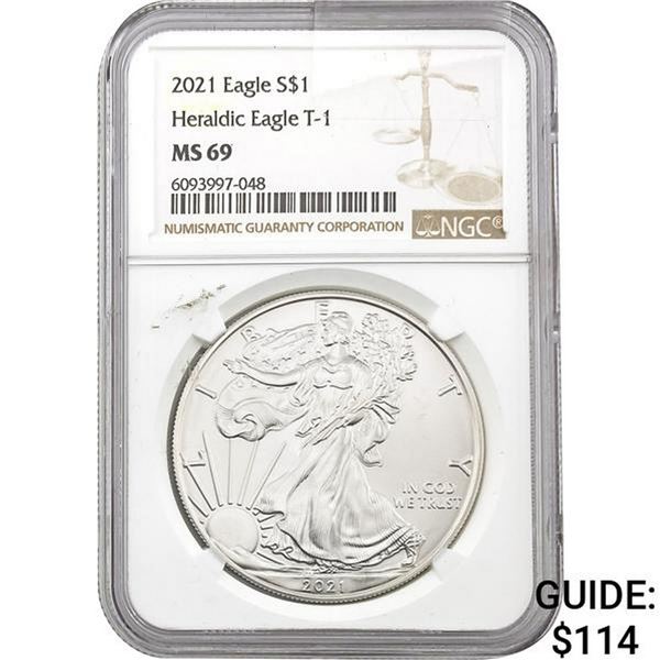 2021 Eagle S $1 Heraldic Eagle T1 NGC MS69