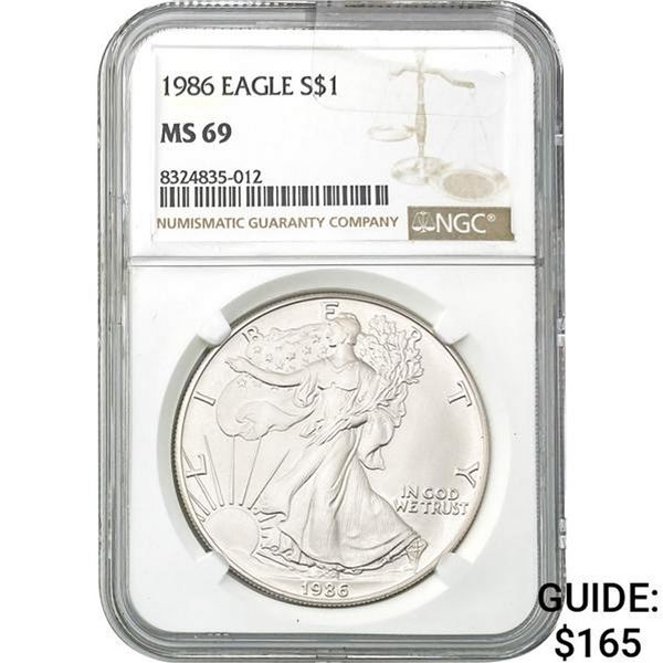 1986 American Silver Eagle NGC MS69