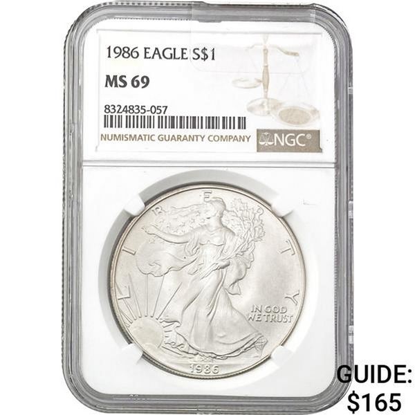 1986 American Silver Eagle NGC MS69
