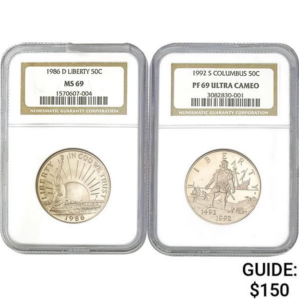 1986-D Liberty 50C NGC MS691992-S Colu