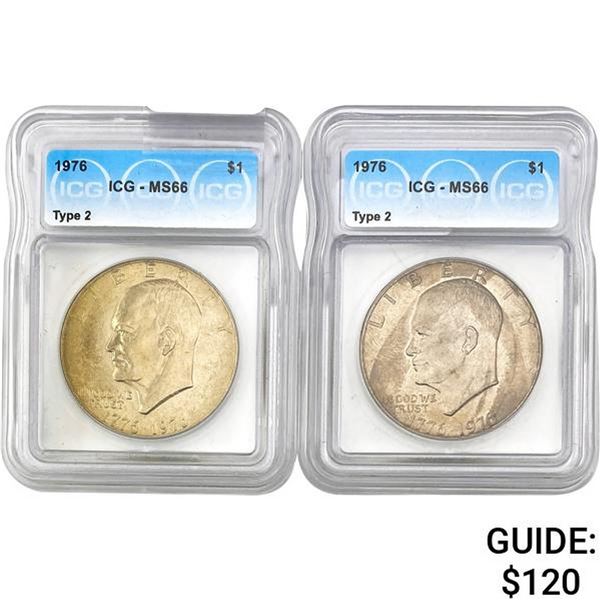 [2] 1976 $1 Eisenhower Dollar Type 2 ICG MS6