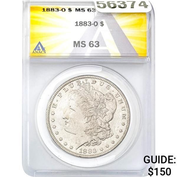 1883-O Morgan Silver Dollar ANACS MS63