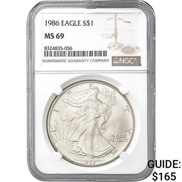 1986 American Silver Eagle NGC MS69