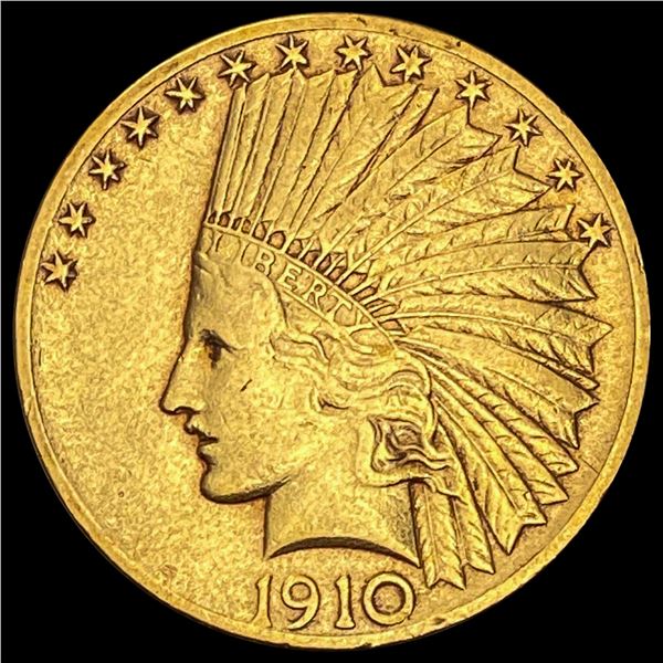 1910 Indian Head Eagle $10 Gold Coin LIGHTLY CIRCULATED