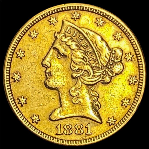1881 Liberty Head Half Eagle $5 CLOSELY UNCIRCULATED