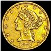 Image 1 : 1881 Liberty Head Half Eagle $5 CLOSELY UNCIRCULATED