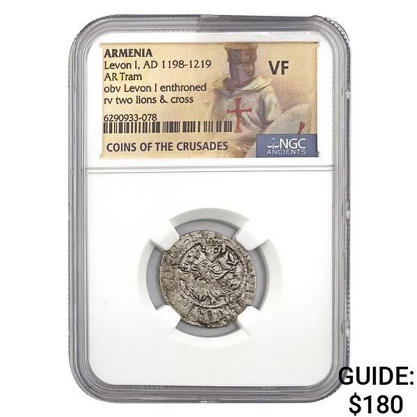 Armenia Levon I, AD 1198-1219 Silver Tram NGC VF