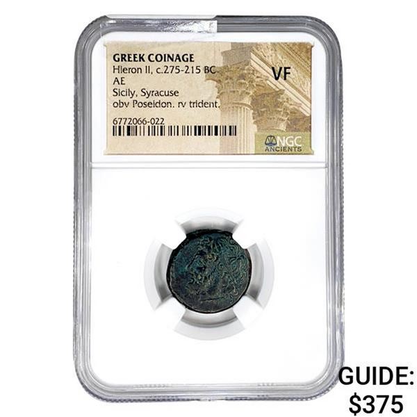 275-215 BC Sicily, Syracuse AE Hieron II NGC VF