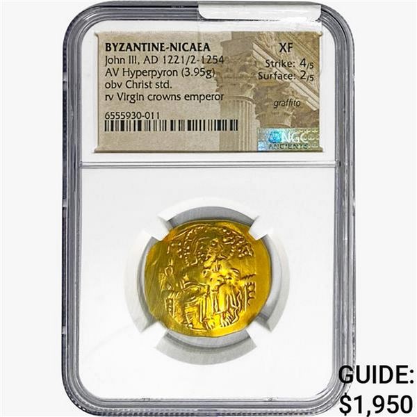 Byzantine John III, AD 1221/2-1254 AV Hyperpyron NGC XF