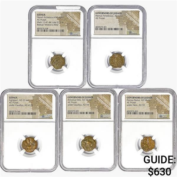 [5] Set of Judaea Biblical "Widow's Mite" NGC