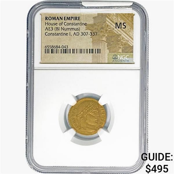 Roman Constantine I, AD 307-337 AE3 BI Nummus NGC MS