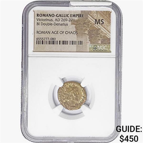 Romano-Gallic Victorinus AD 269-271 BI Dbl Denarius NGC MS
