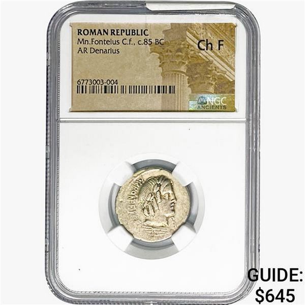 Roman Mn.Fonteius C.f., c.85 BC AR Denarius NGC Ch F