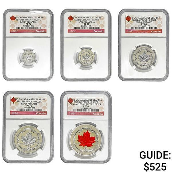 2015 Maple Reverse Proof 5 Coin NGC PF70