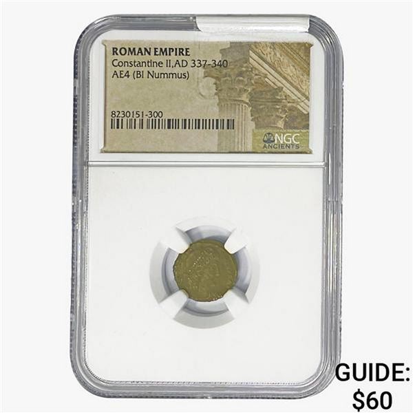 Roman Constantine II, AD 337-340 AE4 Nummus NCG
