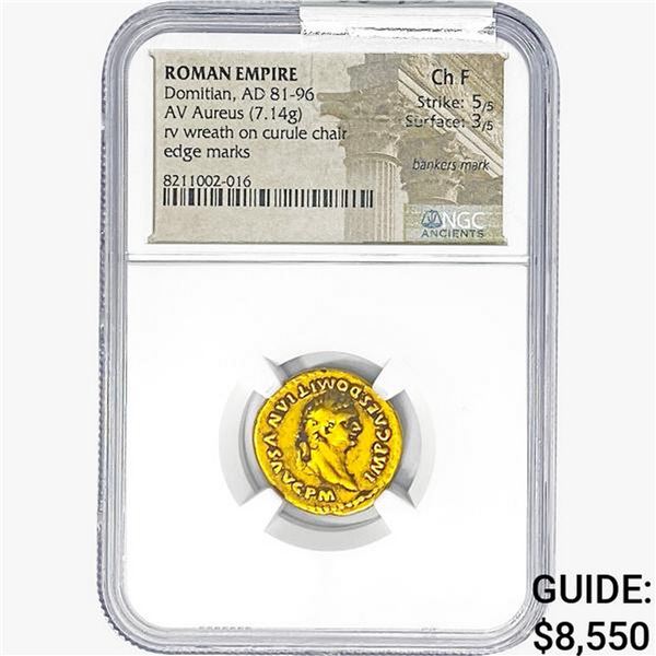Rome Domitian Ad 81-96 Gold Aureus NGC Ch F