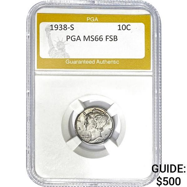 1938-S Mercury Dime PGA MS66 FSB