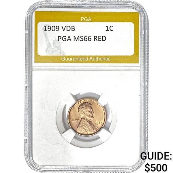 1909 VDB Lincoln Cent PGA MS66 RED