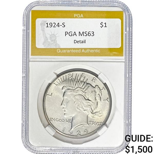 1924-S Peace Dollar PGA MS63