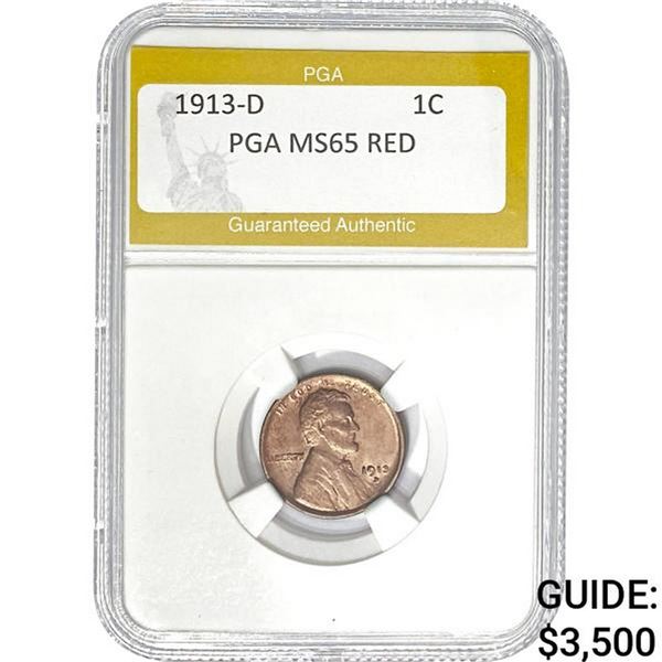 1913-D Lincoln Cent PGA MS65 RED