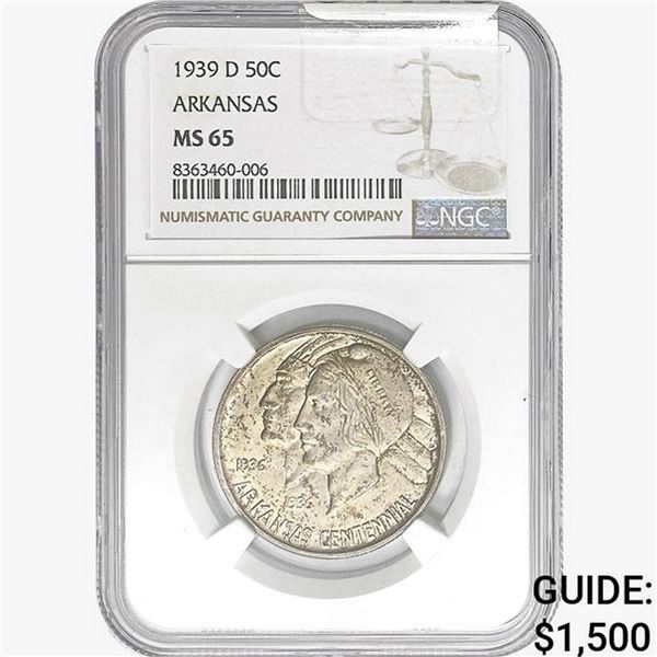 1939-D Arkansas Half Dollar NGC MS65