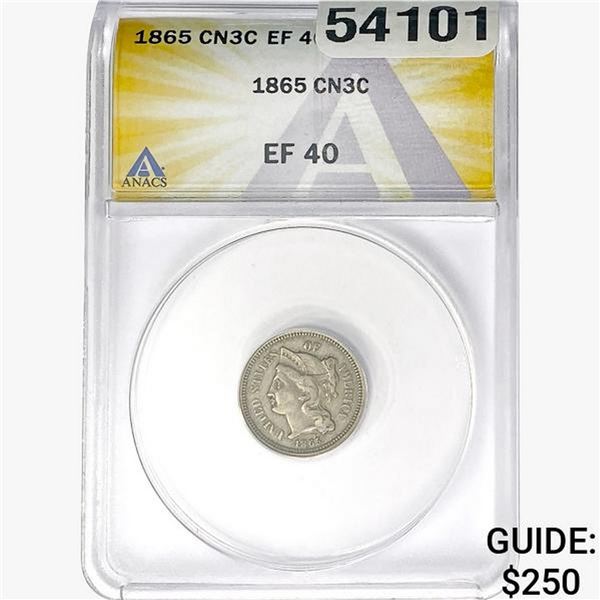 1865 Nickel Three Cent ANACS EF40