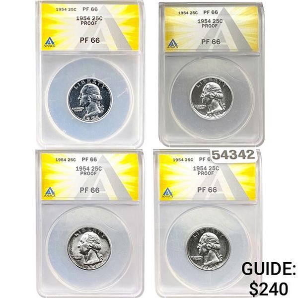 [4]1954 Washington Silver Quarter ANACS PF66