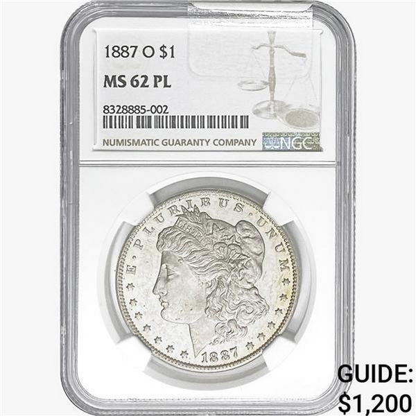 1887-O Morgan Silver Dollar NGC MS62 PL