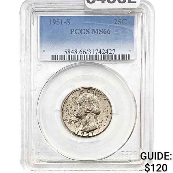 1951-S Washington Silver Quarter PCGS MS66