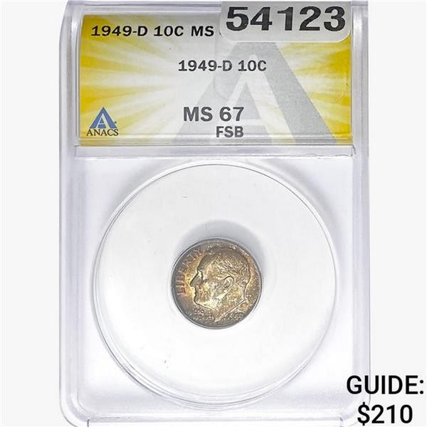 1949-D Roosevelt Dime ANACS MS67 FSB