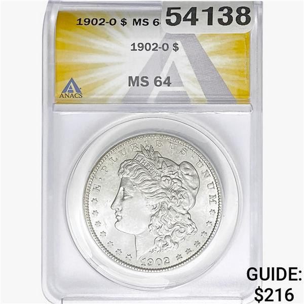 1902-O Morgan Silver Dollar ANACS MS64