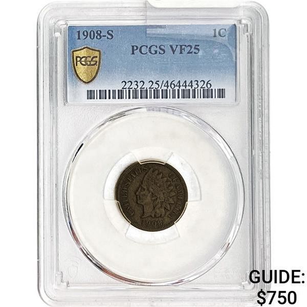 1908-S Indian Head Cent PCGS VF25