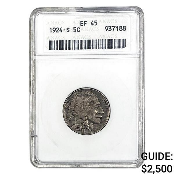1924-S Buffalo Nickel ANACS EF45
