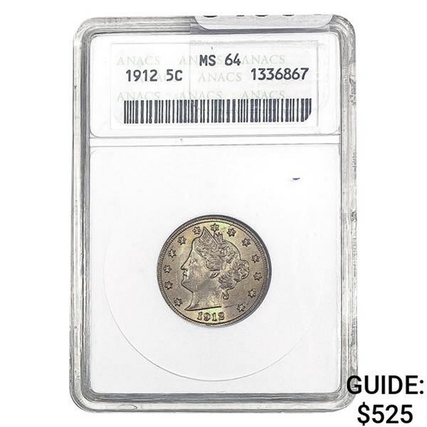 1912 Liberty Victory Nickel ANACS MS64